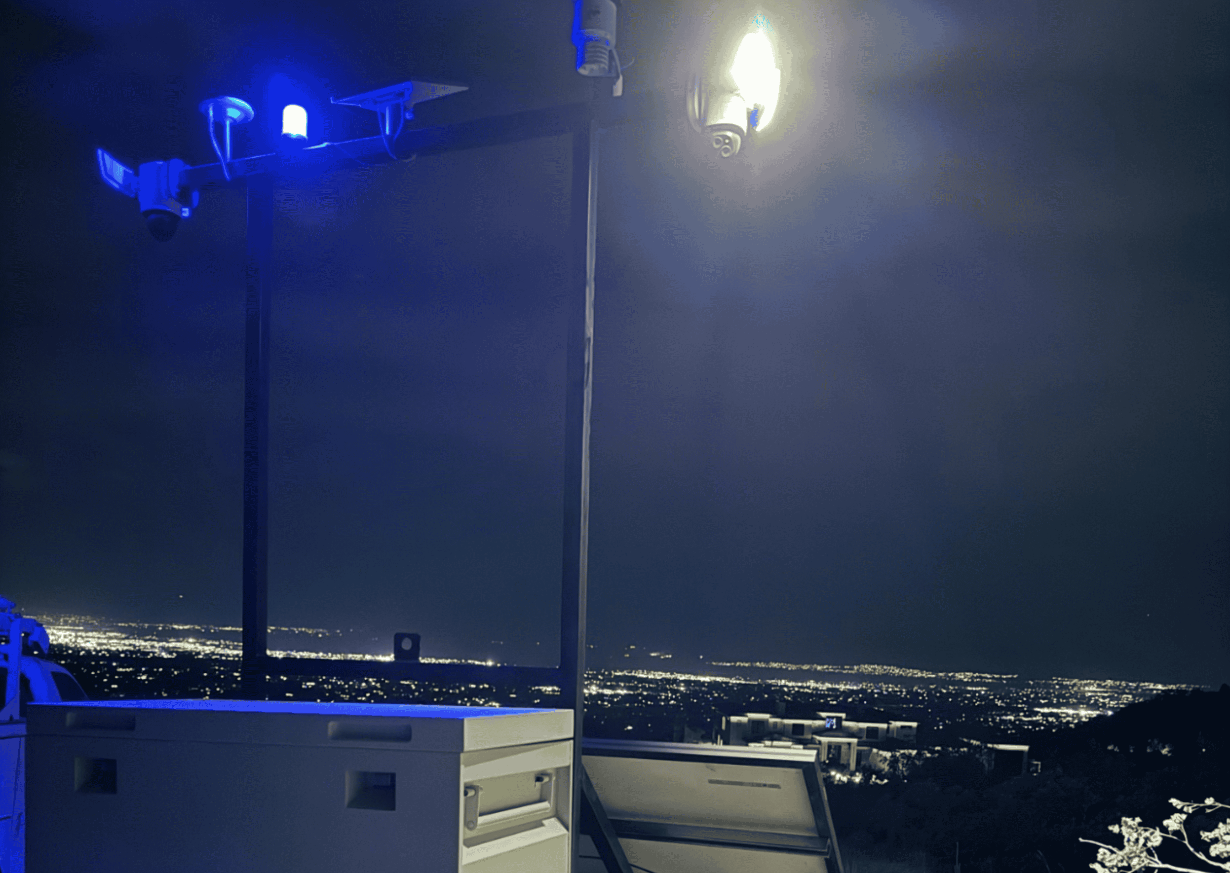 Mobile surveillance trailer rental cost breakdown showing solar-powered unit deployed on a job site