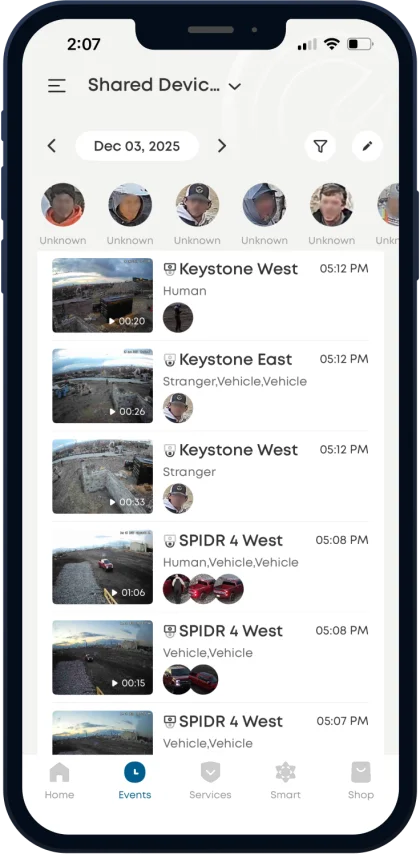 SunRoad app footage history and AI search results